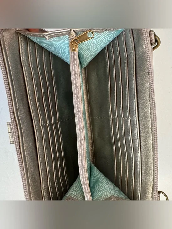 The Sak Metallic Leather Wallet Crossbody Clutch Wristlet Convertible 3 in 1 EUC - Picture 8 of 12